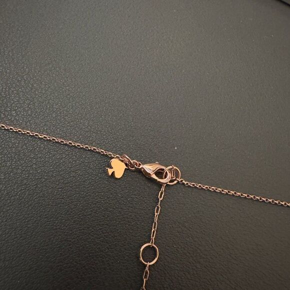 Kate Spade Signed CZ Pave Heart Mini Pendant Necklace in Rose Gold tone Metal - Picture 5 of 6